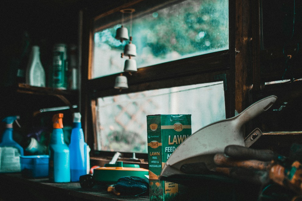 A cluttered garage 