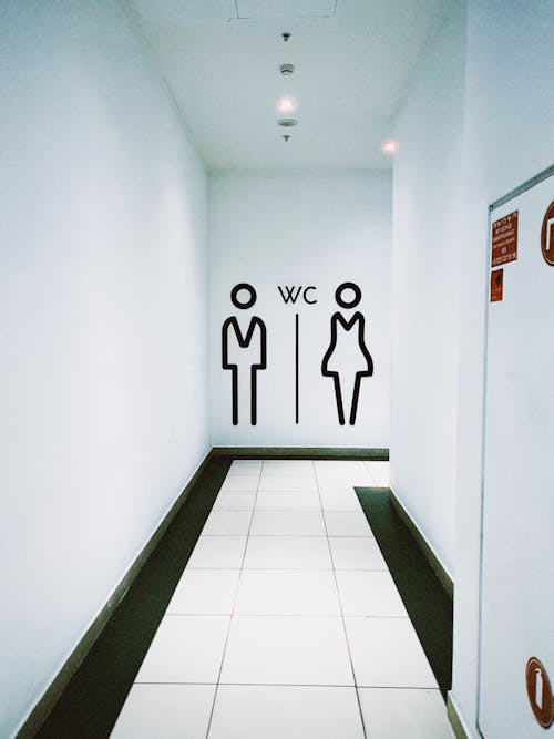 Restroom sign in an airport